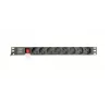 Maitinimo paskirstymo įrenginys GEMBIRD EG-PDU-014-C14, 8 kintamosios srovės lizdai, C14 įvestis, 3 m laidas, 1U, 3680 W, 10 A, aliuminis, juodas