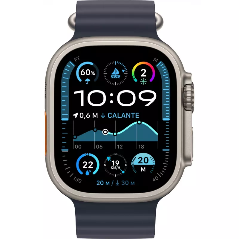 APPLE Watch Ultra 2 GPS + Cellular 49mm Natural Titanium Case su Navy Ocean apyranke