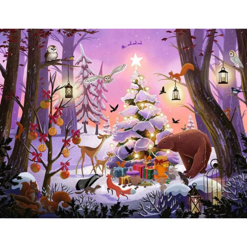Dėlionė Ravensburger Christmas in the Forest 2000 dalių, 2000 dalių šventinė scena