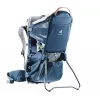 Vaikiška nešynė kuprinė DEUTER Kid Comfort Active — mėlyna, poliamidas, iki 22 kg, skėtis nuo saulės, kojų atrama, VariQuick, Lite Air