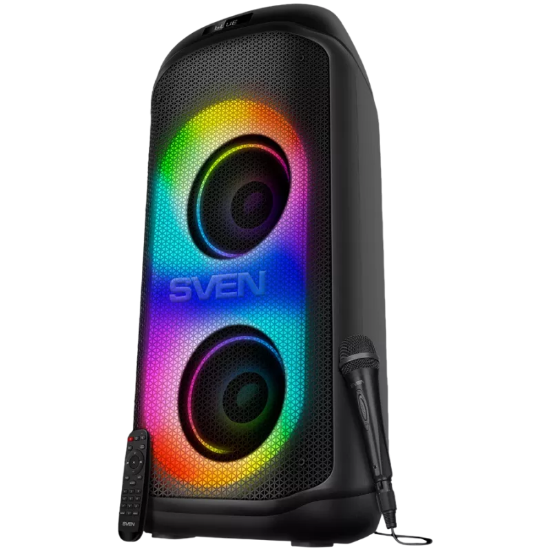 Garsiakalbis SVEN PS-1050, juoda (200W, TWS, Bluetooth, FM, USB, microSD, LED ekranas, 7200mAh)