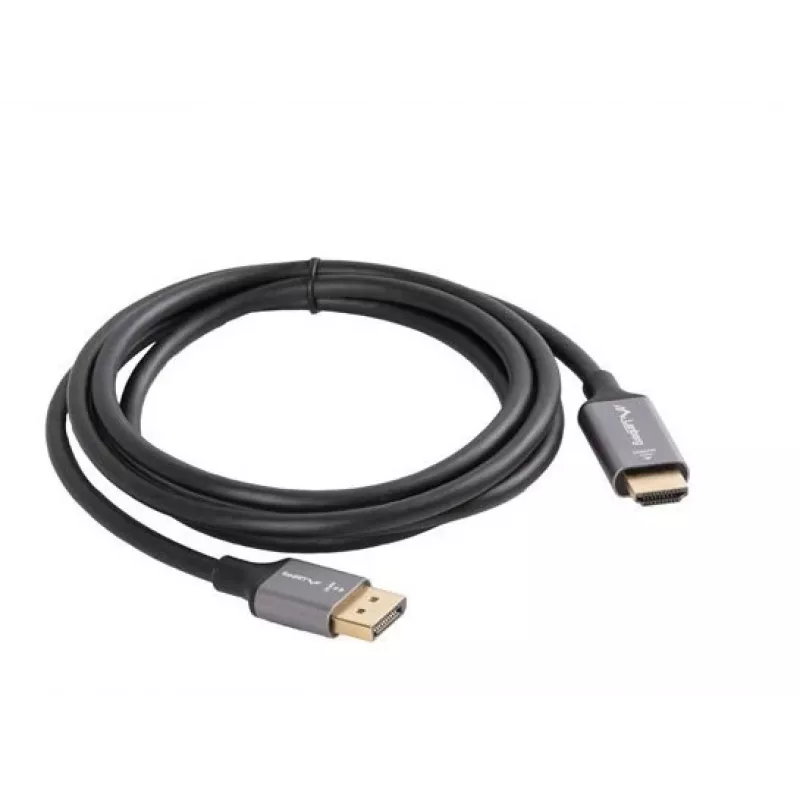 Lanberg CA-DPHD-20CU-0018-BK vaizdo kabelio adapteris 1,8 m DisplayPort HDMI A tipo (standartinis) juodas, sidabrinis