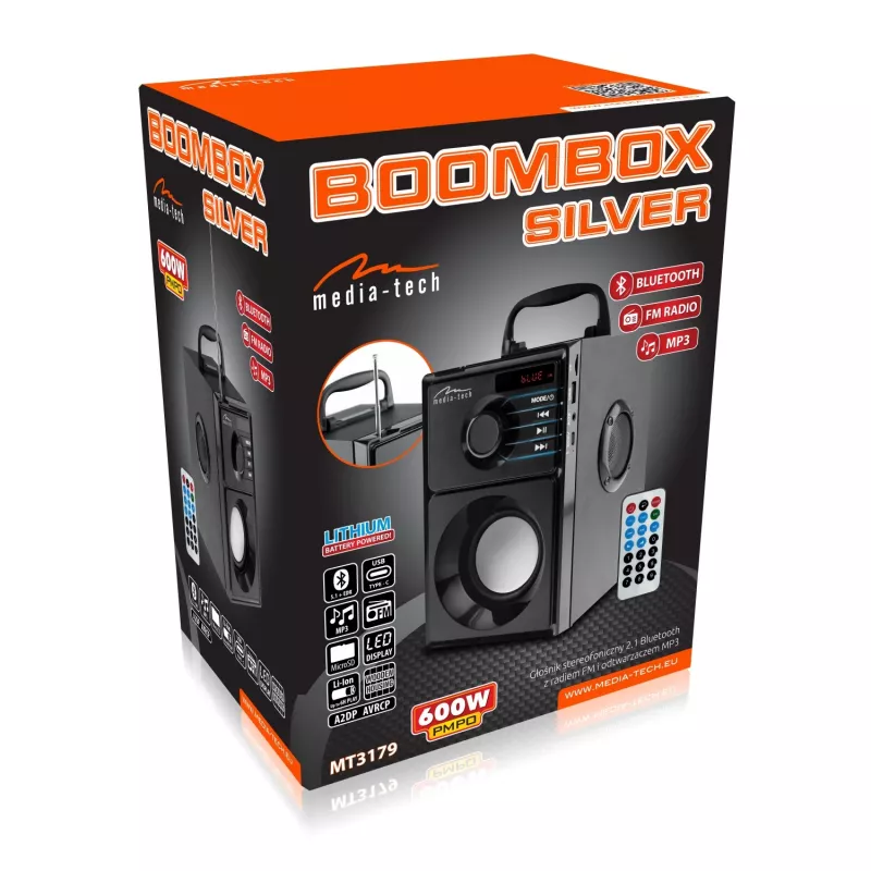 Belaidis garsiakalbis MEDIA-TECH MT3179, 20 W (RMS 15 W), Bluetooth 5.1, FM, MicroSD, USB, AUX, ličio jonų, 6 val., medinis korpusas