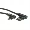 ROLINE USB 2.0 laidas, kampuotas, A tipo reversinis - Micro B, ST/ST, juodas, 0,8 m (11.02.8720)