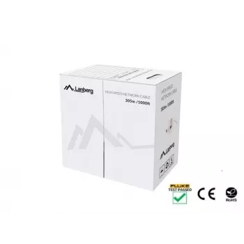 LANBERG tinklo kabelis Cat5e U/UTP LCU5-12CU-0305-BK, 24 AWG varis, 305 m, juodas