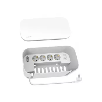 LogiLink Outlet Strip LPS281U 4 apsauginiai lizdai 2 USB-A 1 USB-C balta