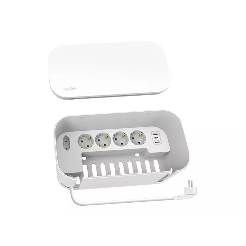 LogiLink Outlet Strip LPS281U 4 apsauginiai lizdai 2 USB-A 1 USB-C balta