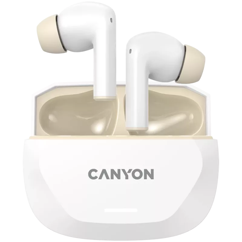 Ausinės CANYON HEXAGON 7 TWS ANC+ENC belaidis įkrovimas baltos smėlio spalvos