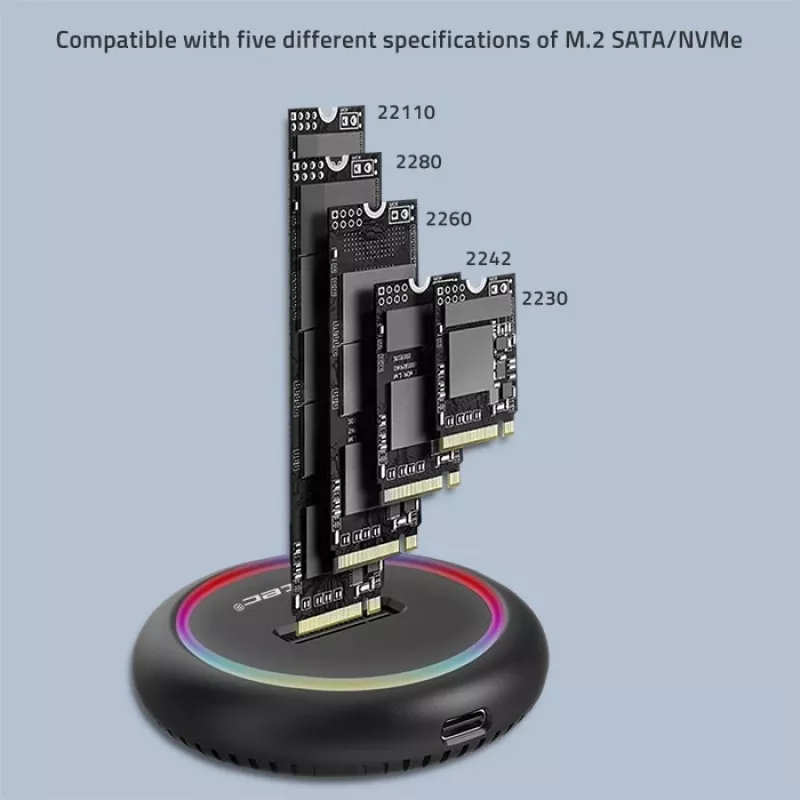 Qoltec 52275 M.2 SSD diskų prijungimo stotelė, SATA/NVMe, USB-C