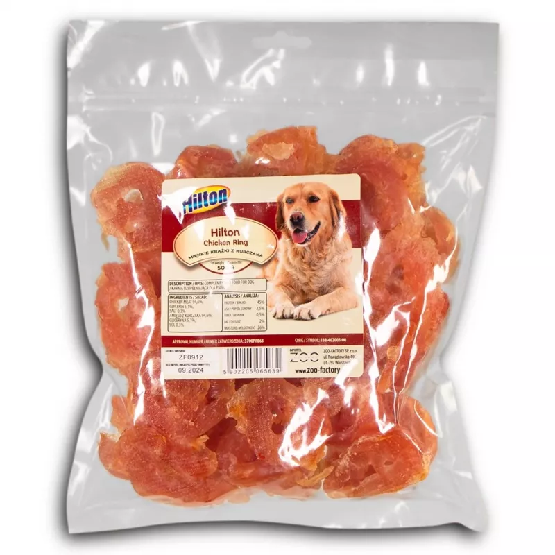 HILTON Minkštas vištienos žiedas - skanėstas šunims - 500 g