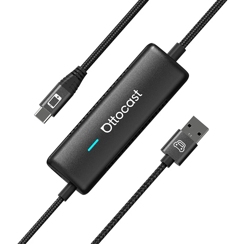 Belaidis automobilio adapteris Ottocast CA450 — MirrorCast belaidis ekrano adapteris, skirtas išmaniojo telefono ekrano atspindėjimui automobilyje