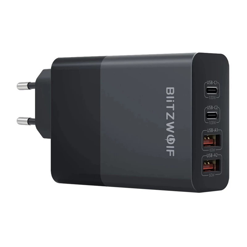 Tinklo įkroviklis BlitzWolf BW-S29 120W juodas — USB maitinimo adapteris, kelių prievadų greitas įkrovimas