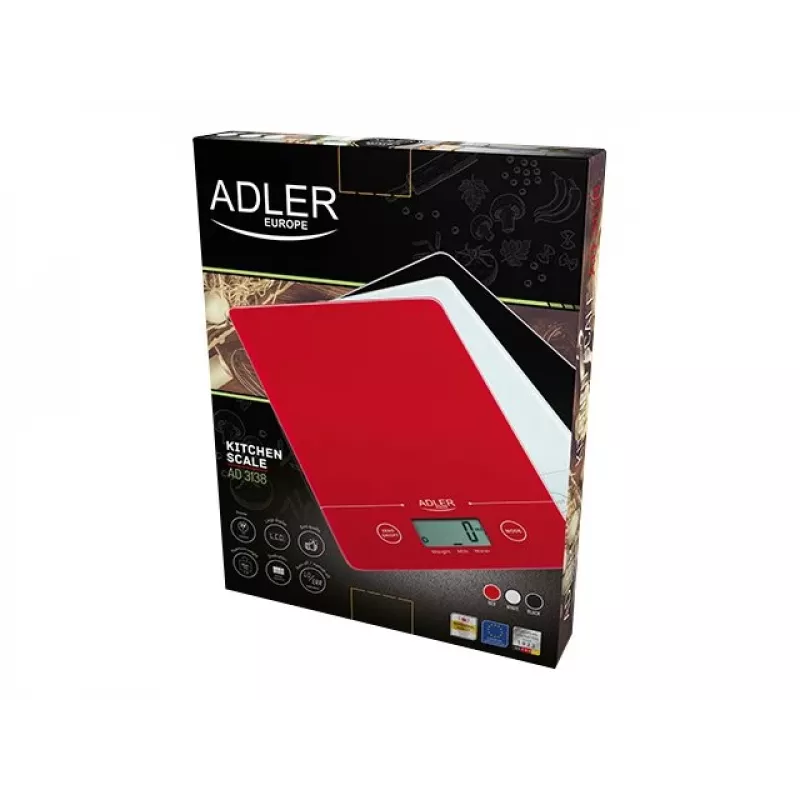 Adler AD 3138 w virtuvinės svarstyklės Elektroninės virtuvinės svarstyklės Baltos Stalviršio Kvadratinės