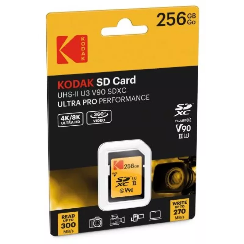 Atminties kortelė Kodak EKMSD256GUHS2V2K SDXC UHS-II 256 GB skaitymo greitis: 300 MB/s, rašymo greitis: 270 MB/s, U3, V90, Class 10