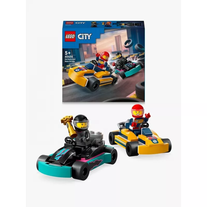 Konstruktorius LEGO 60400 City Kartingai su lenktynininkais – žaidimų rinkinys su minifigūrėlėmis ir transporto priemonėmis