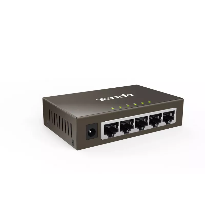 Nevaldomas komutatorius TENDA TEG1005D — 5x Gigabit RJ-45 prievadai, 10 Gbit/s perjungimo pajėgumas, pilkas