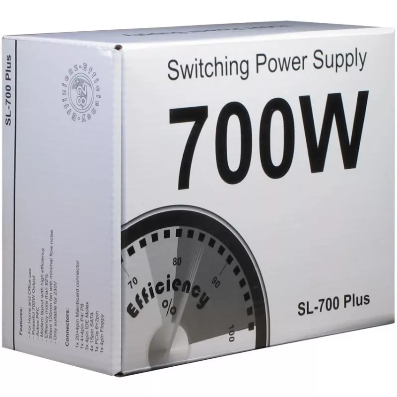 Inter-Tech SL-700 Plus - Maitinimo blokas (vidinis) - ATX12V 2,4 - AC 230 V - 700 W - aktyvus PFC (88882141)