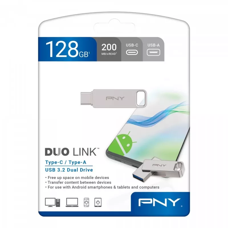 USB atmintinė PNY 128 GB USB Type-A USB Type-C DUO LINK