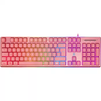 Deltaco GAM-021-RGB-P-DE - pilno dydžio (100%) - USB - membraniniai klavišai - QWERTZ - Rožinė