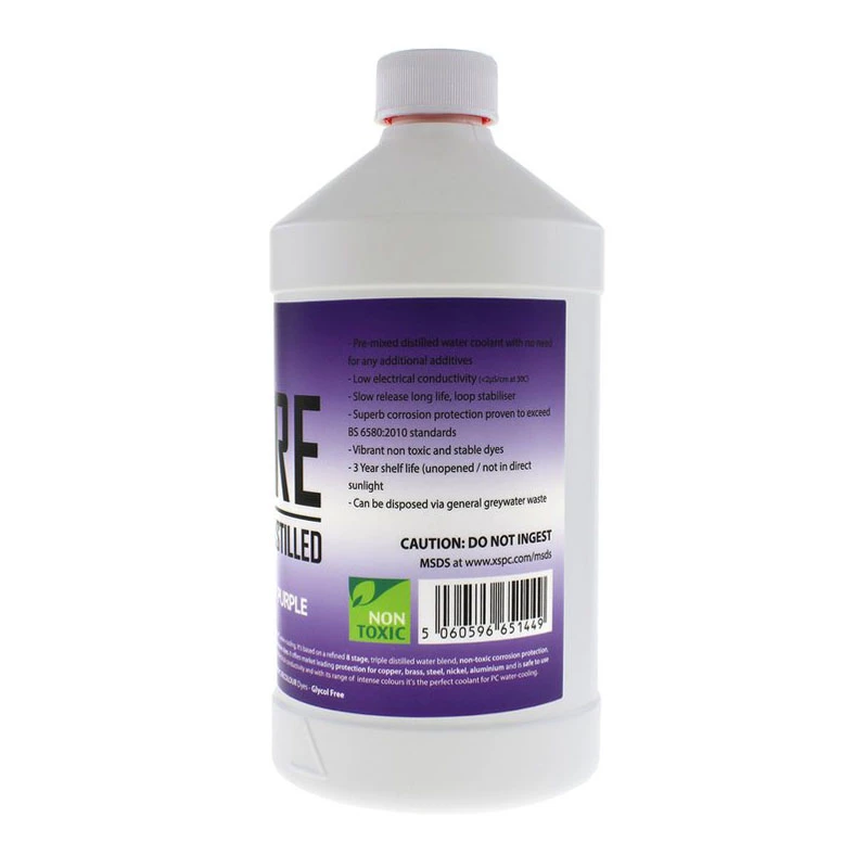 Skystas aušinimo skystis XSPC Pure Coolant 1 L — violetinis, reaguojantis į UV spindulius
