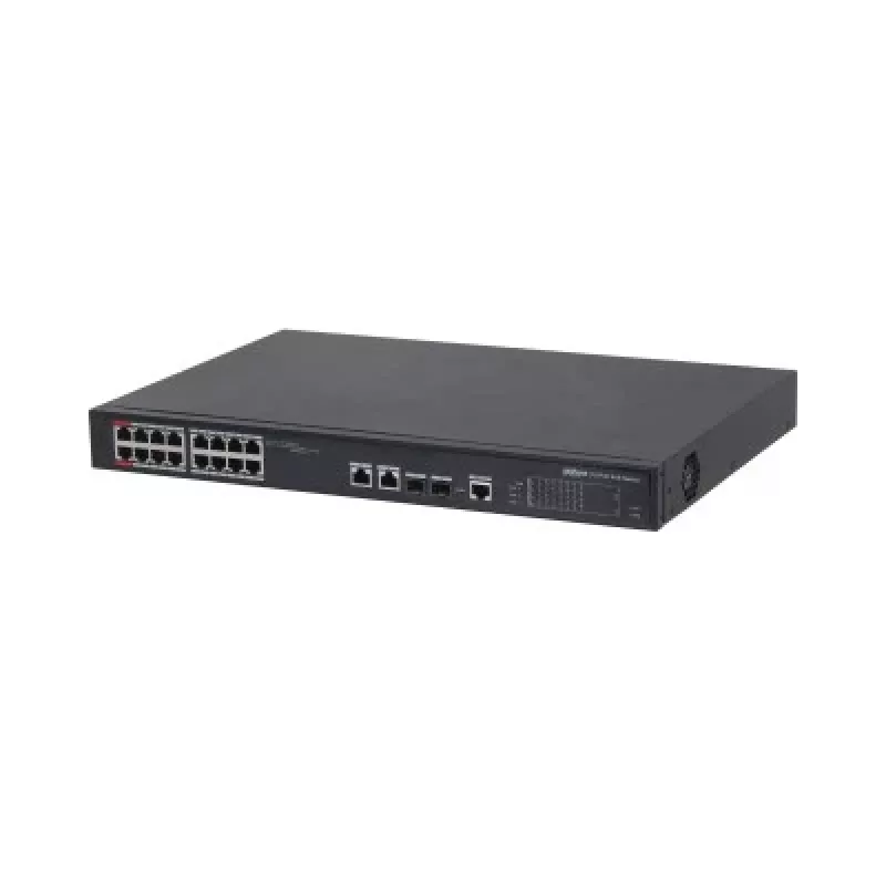 Nevaldomas gigabitinis eterneto komutatorius DAHUA PFS4218-16ET-240, 16x RJ-45 PoE prievadų, 8,8 Gbit/s, MAC 4000