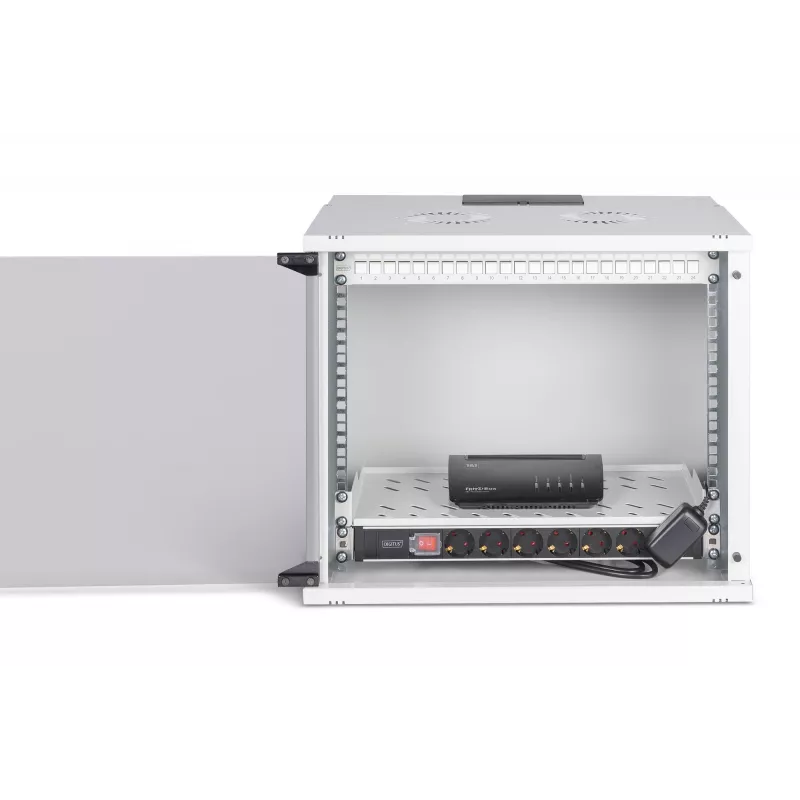 Prie sienos montuojamas tinklo stovas DIGITUS SOHO Pro 19 colių 9U, 540 x 400 mm, IP20, raktinis užraktas, 60 kg