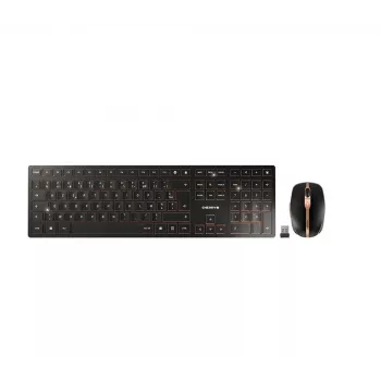 CHERRY DW 9100 plonas klaviatūra Pelė komplekte Universalus RF belaidis + Bluetooth AZERTY prancūzų juoda