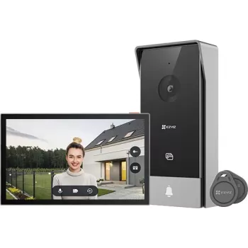 Vaizdo domofonas EZVIZ HP5 7 colių (17,8 cm) vidaus / lauko komplektas, 1080p, 2,4/5 GHz Wi‑Fi, „MicroSD“ iki 512 GB, atsparus vandeniui