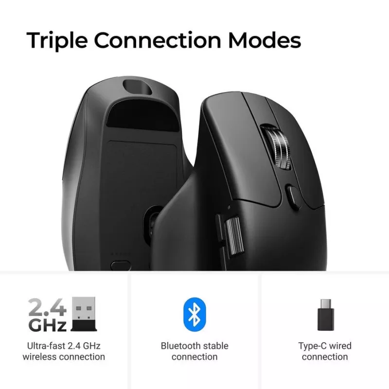 Pelė Keychron M6 Dešiniarankė Universali — Optinė, RF Belaidė + Bluetooth + USB-C, 30000 DPI, Juoda