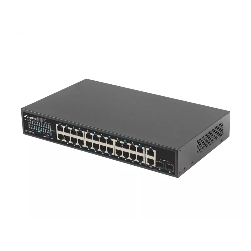Nevaldomas LANBERG komutatorius RSGE-24P-2GE-2S-360 su 24 RJ-45 Ethernet prievadais