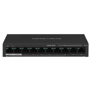 Switch Mercusys MS110P 10 Portų 10/100Mbps POE+ 8 Prievadai (1.0 versija)