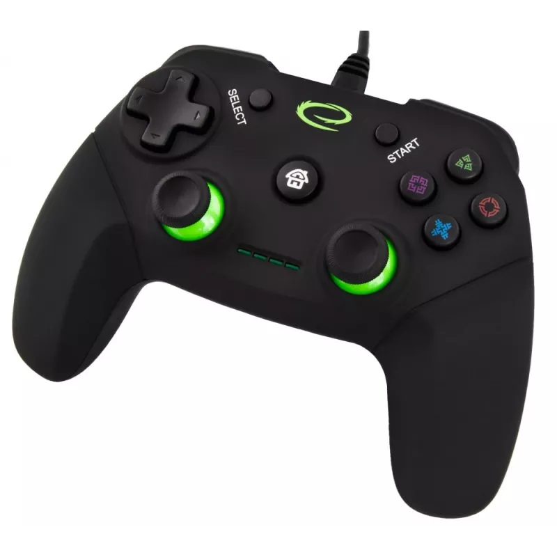 Žaidimų pultelis ESPERANZA EGG110K laidinis USB su vibracija, 12 mygtukų, 1,5 m laidas – PC ir PS3