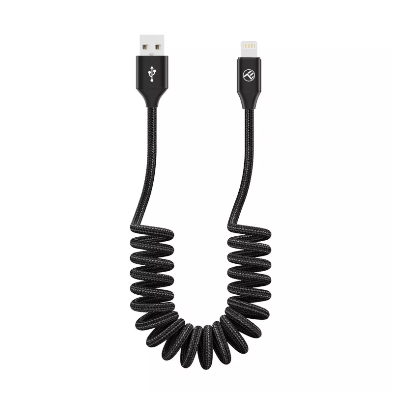 USB į Lightning duomenų kabelis Tellur Extendable 3A, 1,8 m, juodas