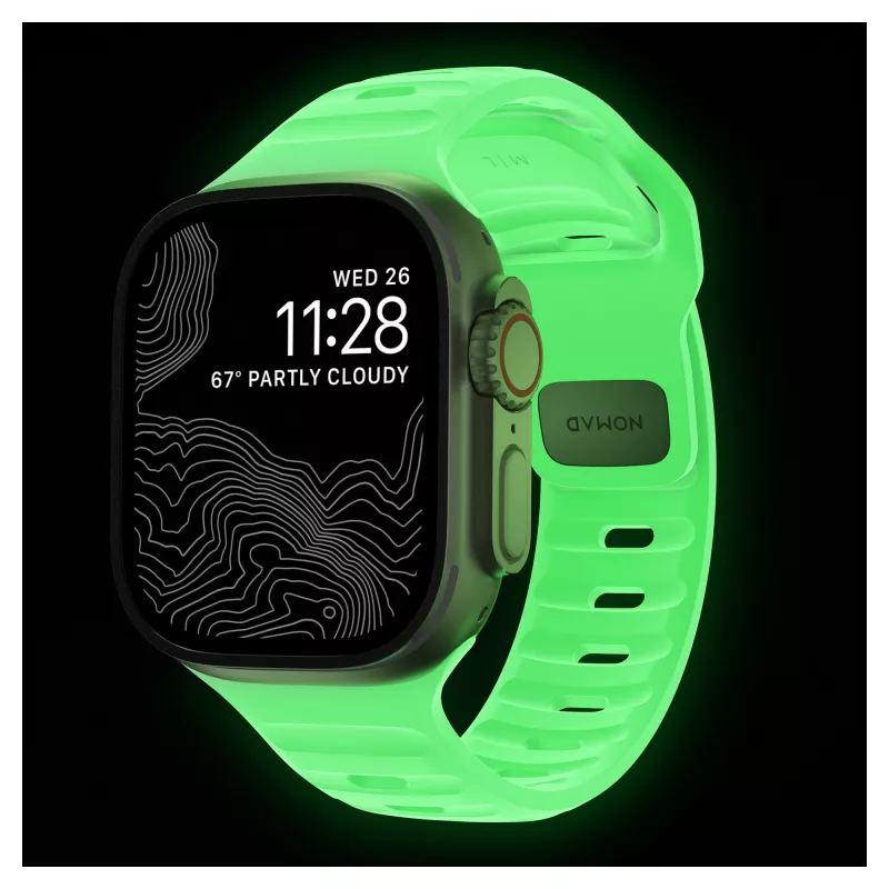 Band Nomad Sport Band šviesiai žalia guma — plotis 21,5 mm, riešas 160–195 mm