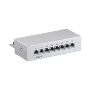 Wentronic Goobay CAT 6 Mini/Desktop Patch Panel, 8 Port, Pilka - STP Shielded, Pilka (93047)