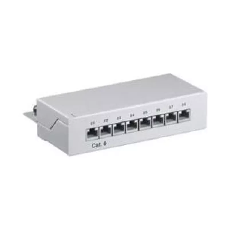 Wentronic Goobay CAT 6 Mini/Desktop Patch Panel, 8 Port, Pilka - STP Shielded, Pilka (93047)