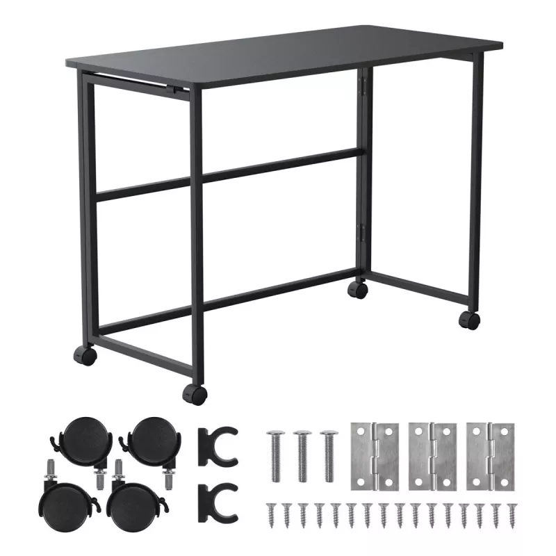 Maclean sulankstomas stalas, juodas, mobilus, 100x50cm, maks. 50kg MC-1250 B