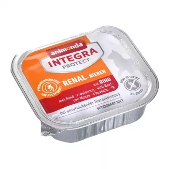 Šlapias kačių maistas animonda Integra Protect 100 g — kiauliena, suaugusioms katėms, inkstų palaikymas, padėklas