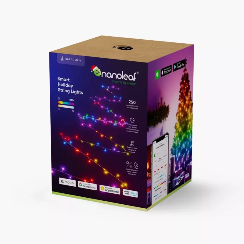 Išmaniosios šventinės girliandos NANOLEAF 1D PRADINIS RINKINYS 250 LED 20 m IP44 (NF084K02-20XLS)