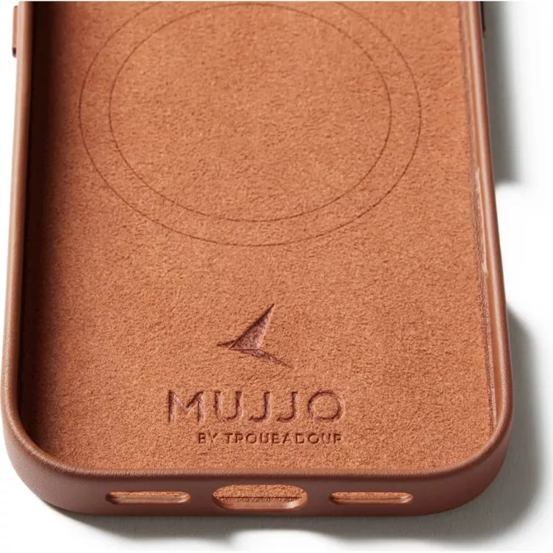 Mujjo Full Leather Case MagSafe dėklas, skirtas iPhone 17, rudas