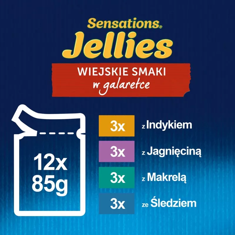 Purina Felix Sensations Mix šlapias kačių ėdalas, 12 x 85 g, kalakutiena, skumbrė, ėriena, silkė