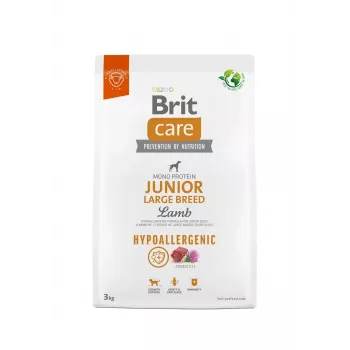 Sausas šunų maistas Brit Care Hypoallergenic Junior Large Breed ėriena 3 kg — visavertis ėdalas šuniukams didelių veislių