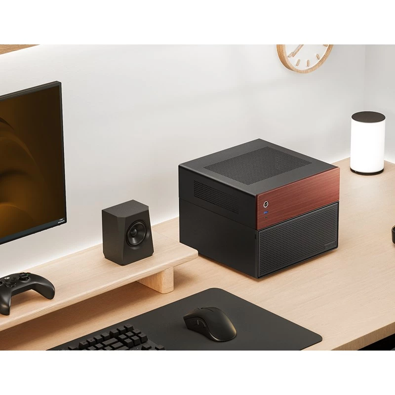 Jonsbo N4 Microtower korpusas juodas patvarus plieninis kompaktiškas PC korpusas