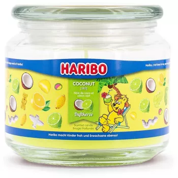 Haribo vaškinė žvakė cilindras A2165 — žalia, 95 mm aukštis, 100×100 mm pagrindas, vidaus naudojimui, 1 vnt.