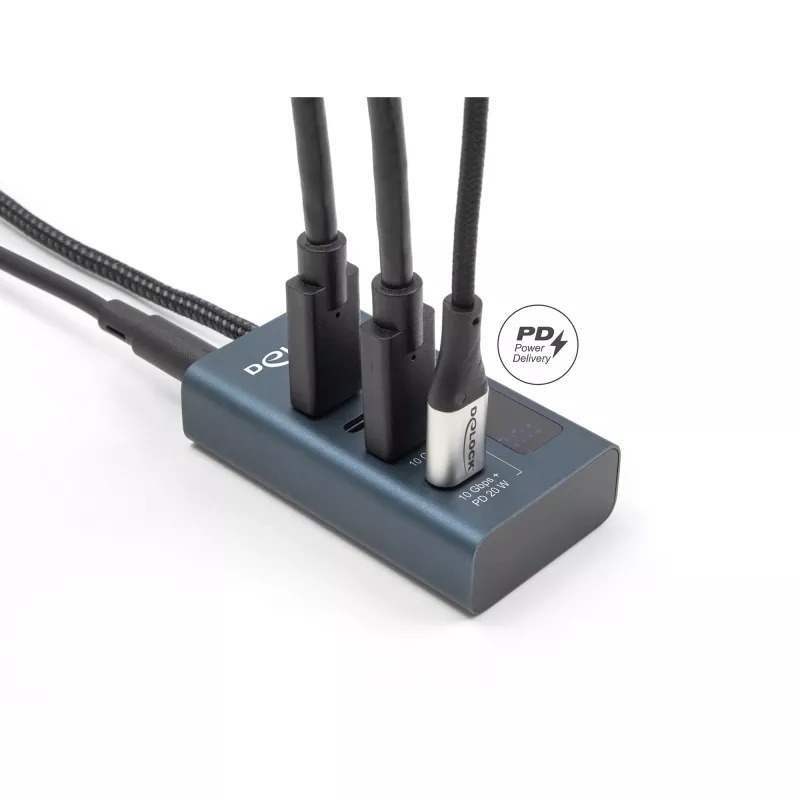 DeLOCK 64189 USB šakotuvas Type-C 10000 Mbit/s mėlynas metalinis