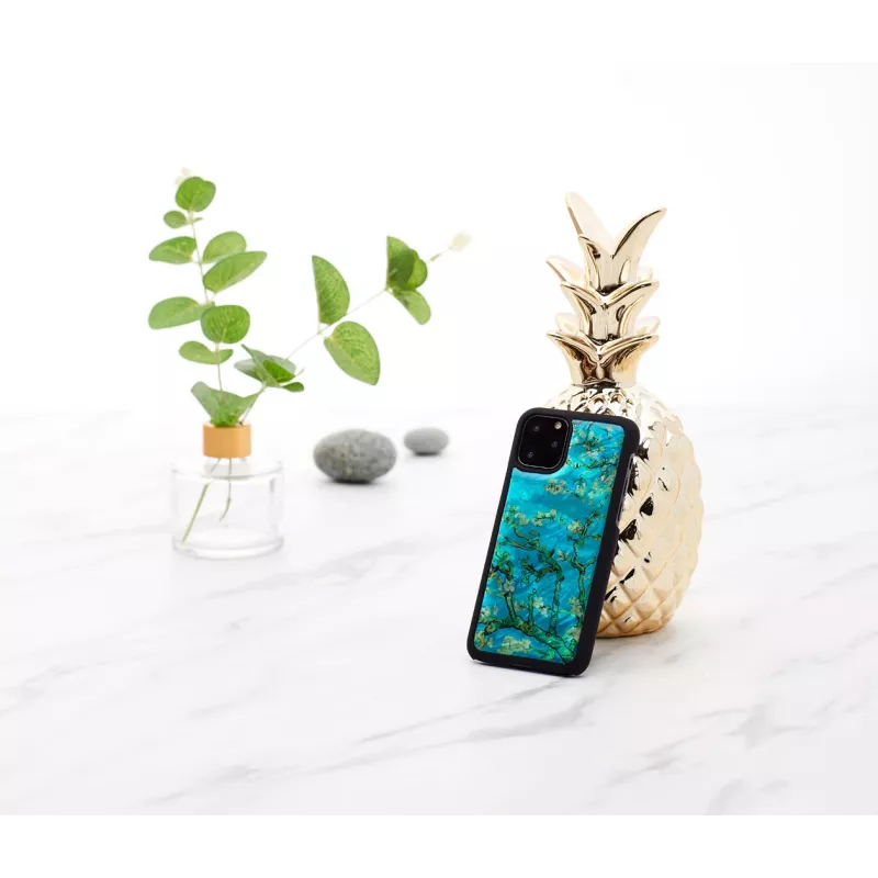 Išmaniojo telefono dėklas iKins, skirtas iPhone 11 Pro — migdolų žiedų juodos spalvos, apsauginis dangtelis
