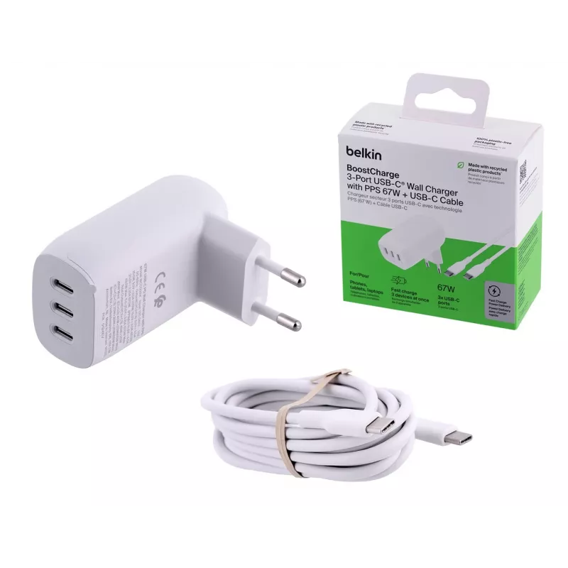 Belkin BoostCharge Nešiojamasis kompiuteris, Išmanusis telefonas, Universalus Baltas AC Greitas įkrovimas Vidinis