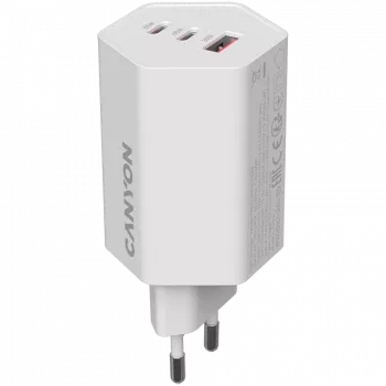 CANYON įkroviklis HEXAGON 65 GaN 65W 2xPD 1xQC EU baltas CND-CHAHEX65W