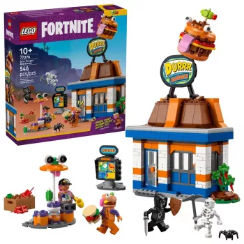 LEGO statybinis žaislas LEGO FORTNITE 77076 Durrr Burger Restaurant žaidimų rinkinys — 546 detalės, 4 minifigūrėlės, 270×180×90 mm