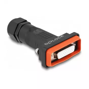 DeLOCK D-Sub HD 26 kontaktų lizdas IP67 atsparus vandeniui juoda oranžinė